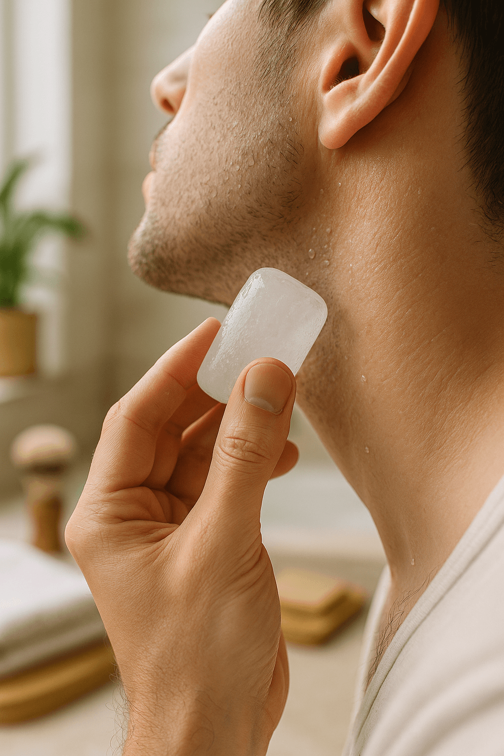 Pierre d'alun sur peau